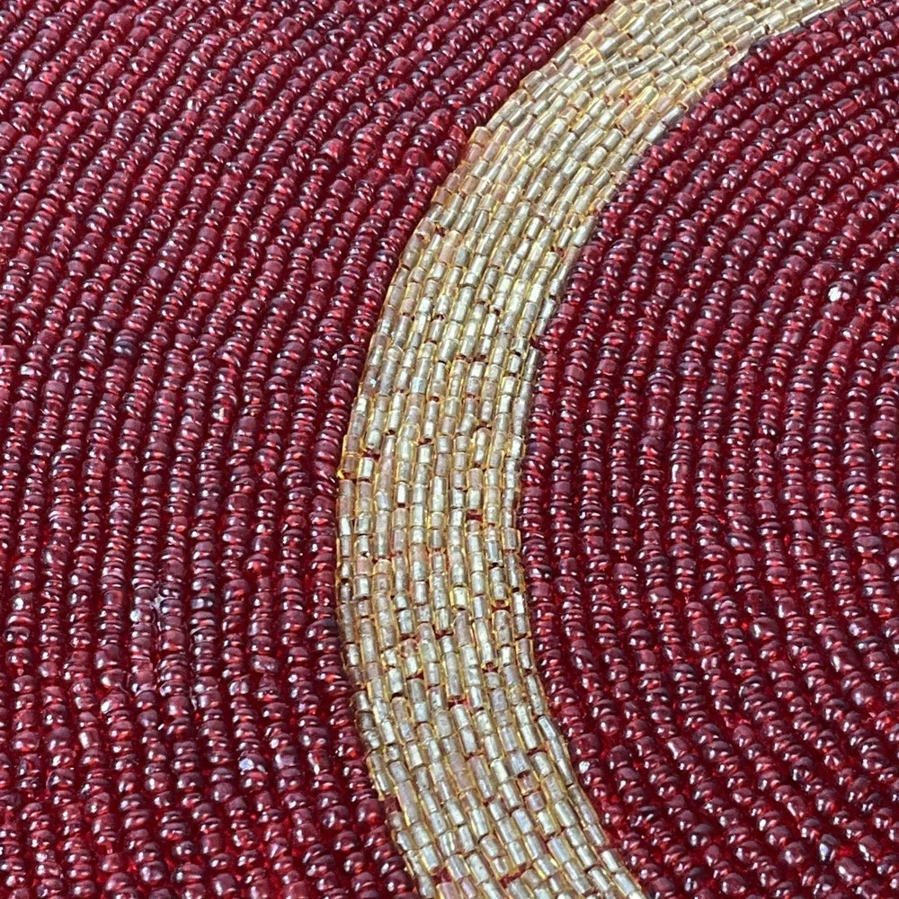 Red & Gold Glass Beaded Chargers Placemats 14